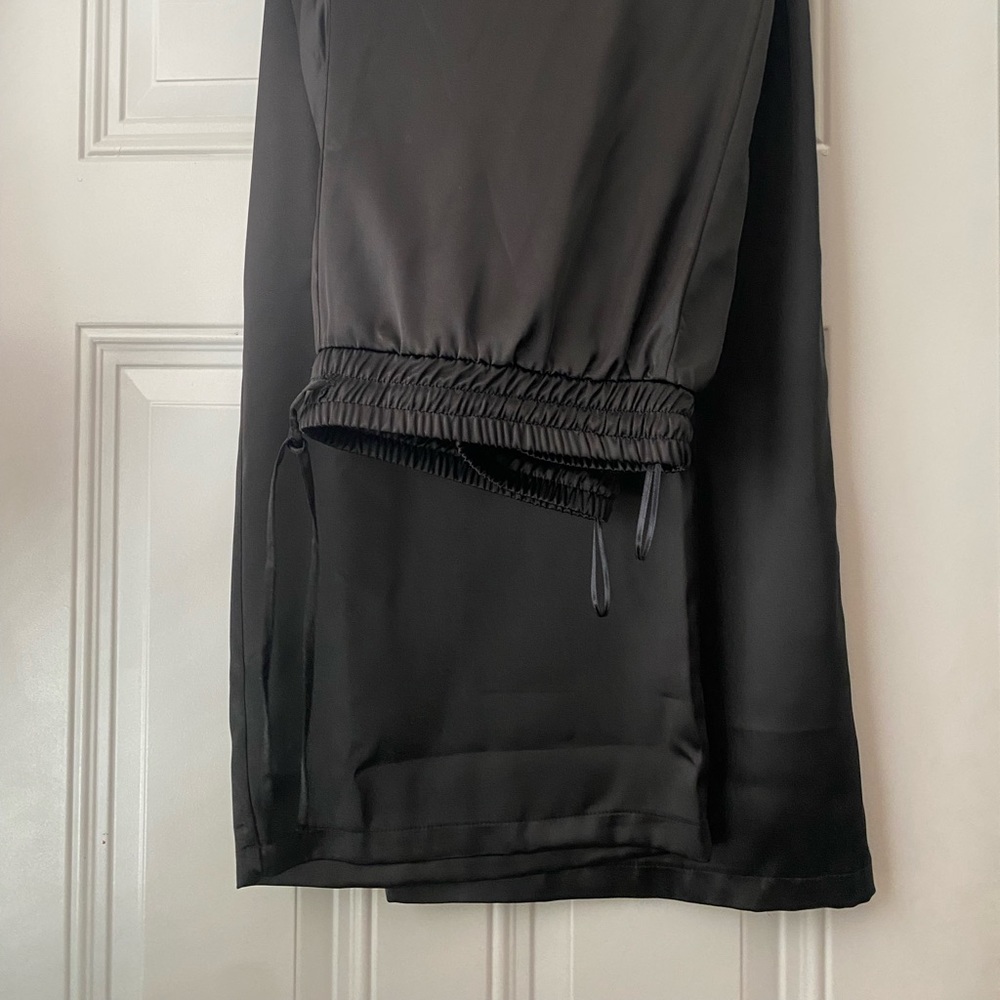 Black Satin Wide Leg Trouser
